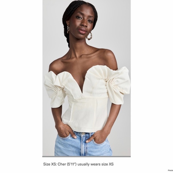 cult gaia Tops - Cult Gaia Ivory Off the Shoulder Dramatic Puff Sleeve Abby Top Size XS NWT